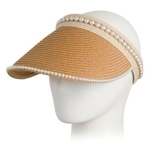 RENATO BALESTRA Faux Pearl Straw Visor Hat One Size S M L XL NWT HOST PICK